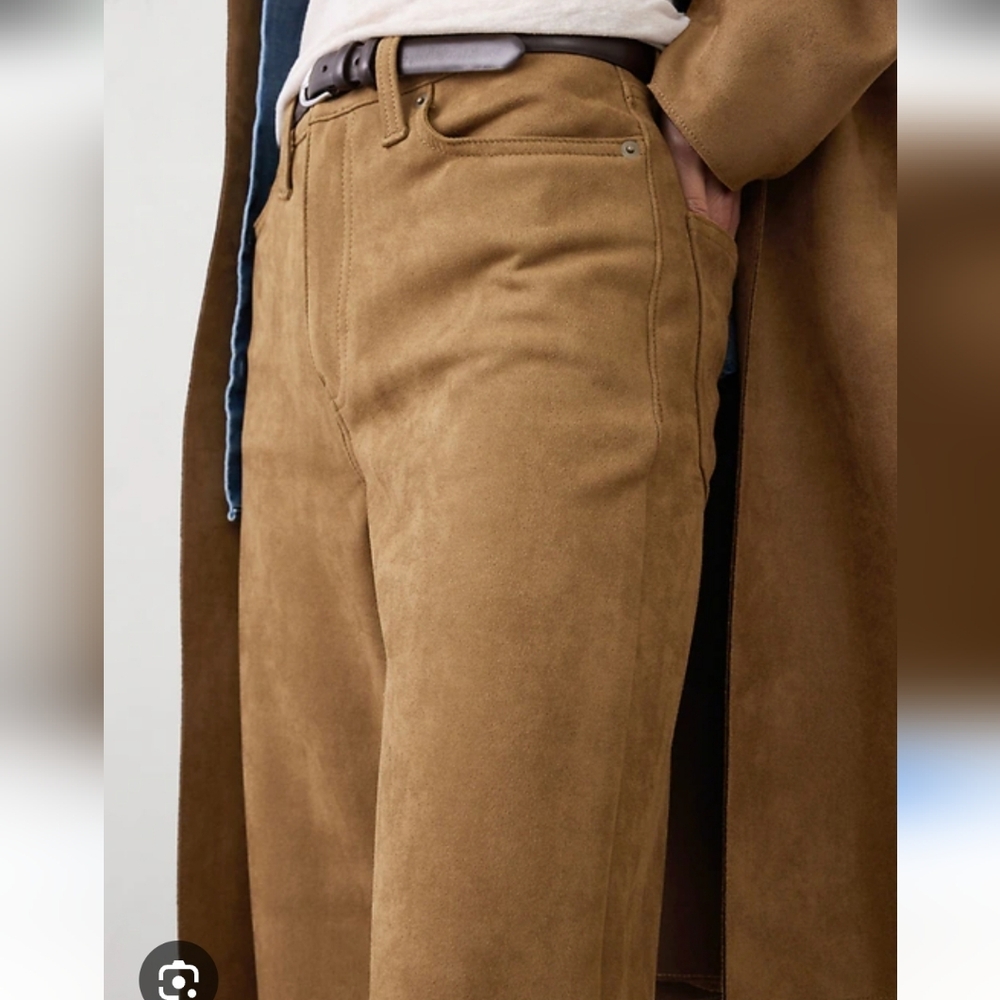 Banana Republic High Rise Slim Tan Suede Cropped Pants Sz 12